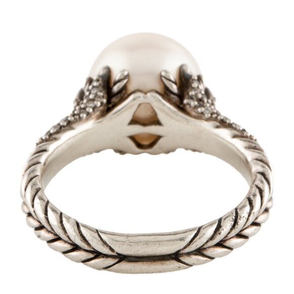 DAVID YURMAN PEARL & DIAMOND STERLING SILVER 925 STARBURST COCKTAIL RING - Picture 7 of 9